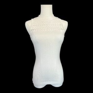 EUC Milly Cream Crochet Sleeveless SweaterTop | Petite (S)